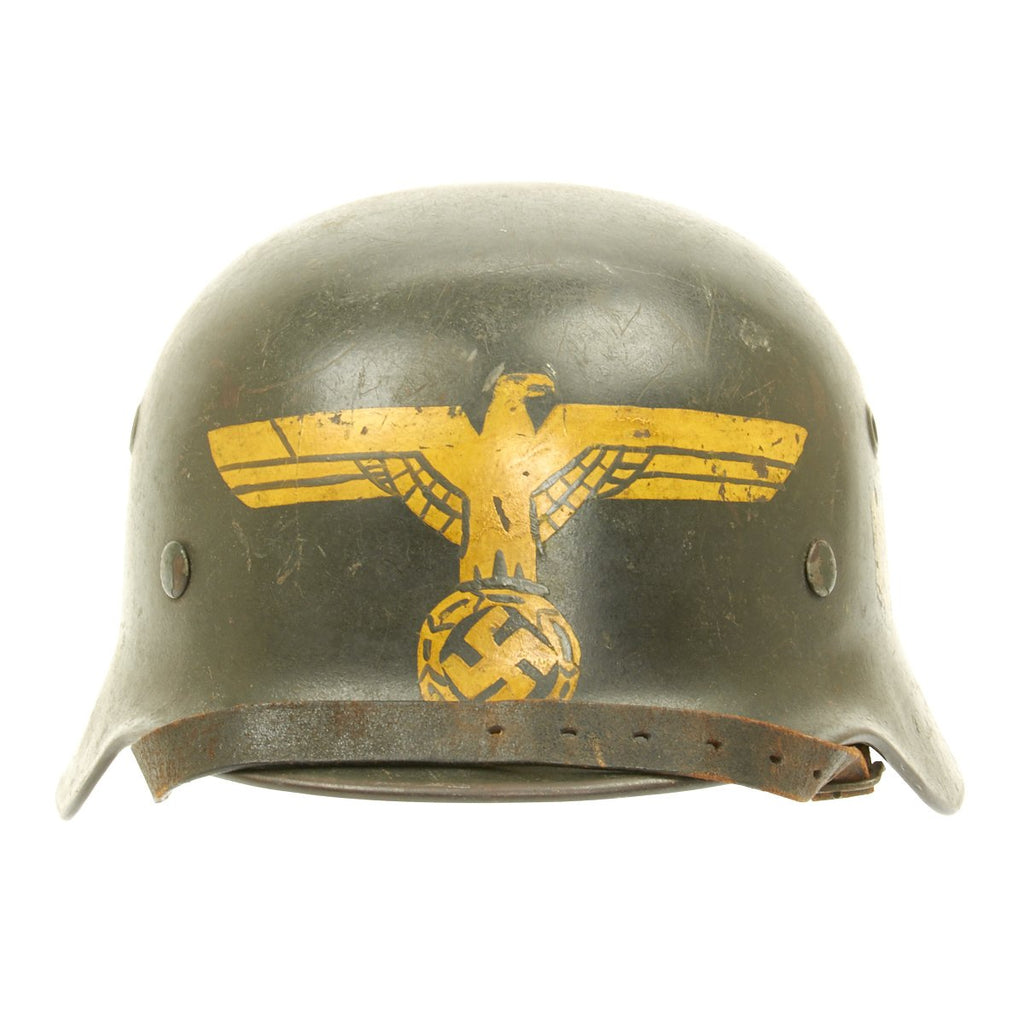 Original German WWII Army Heer M40 Named Single Decal Trench Art Helmet  - ET66 Original Items