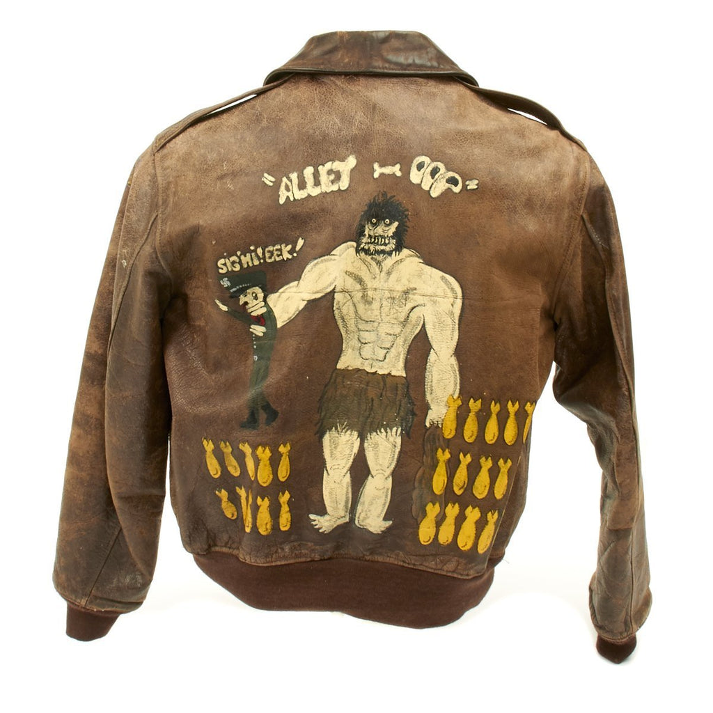 Original U.S. WWII ALLEY OOP 327th Bomb Squadron Named A-2 Flight Jacket Original Items