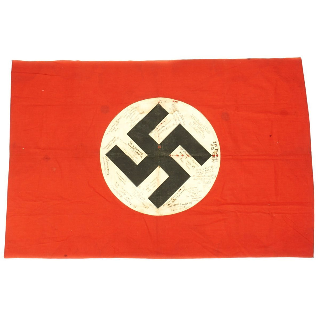 Original German WWII National Flag Signed by 406th Infantry Regiment, 2nd Platoon, A Company Original Items