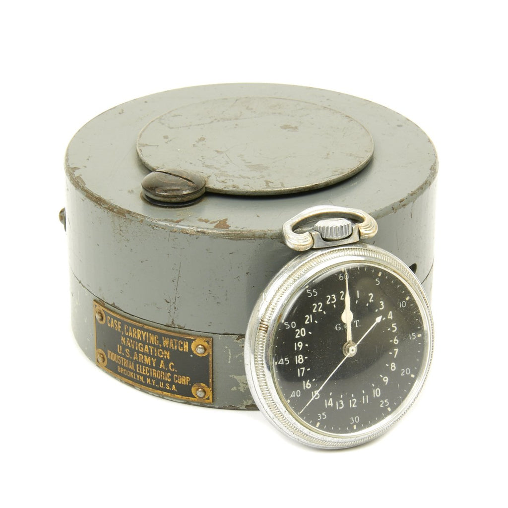 Original WWII USAAF 1943 Hamilton AN5740 G.C.T Navigator Pocket Watch with Carry Case Original Items