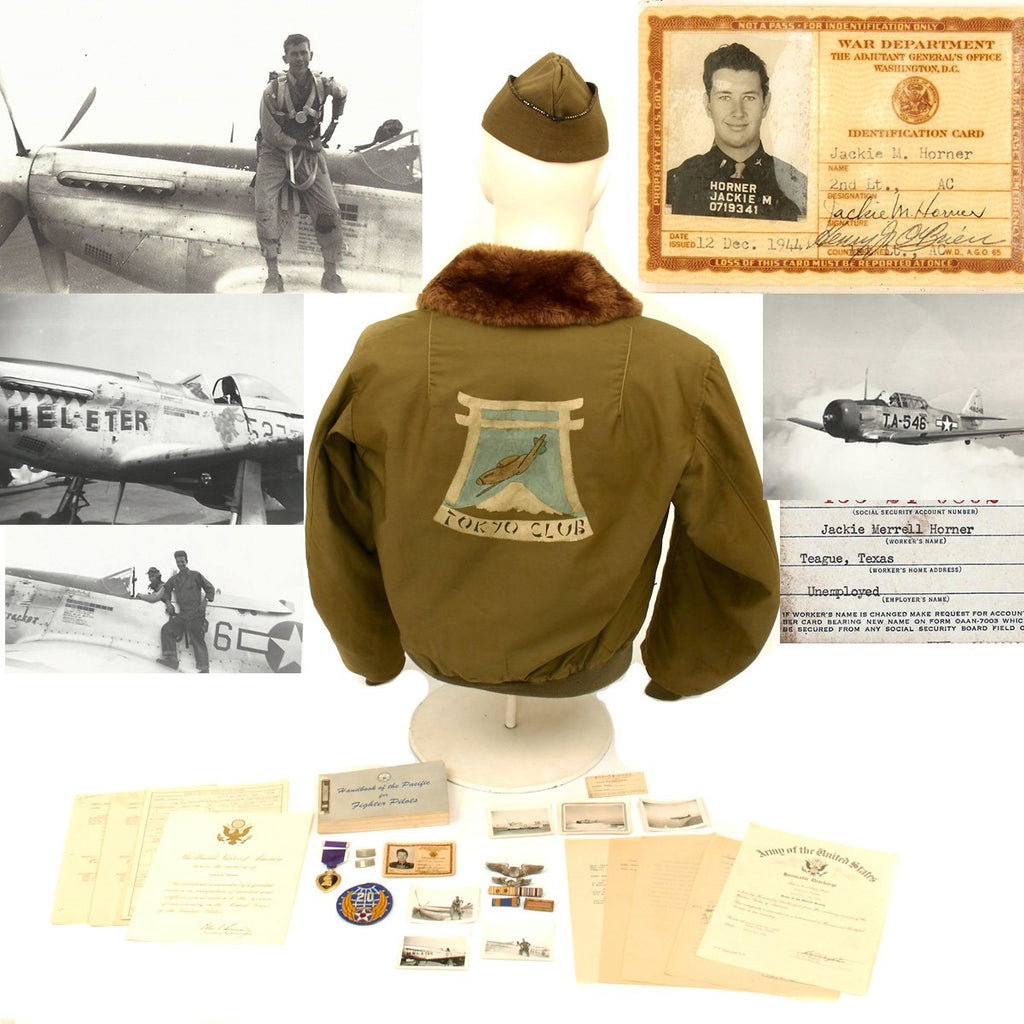 Original U.S. WWII Pacific Tokyo Club P-51 Mustang Fighter Pilot Named Grouping - 457th Fighter Squadron Original Items