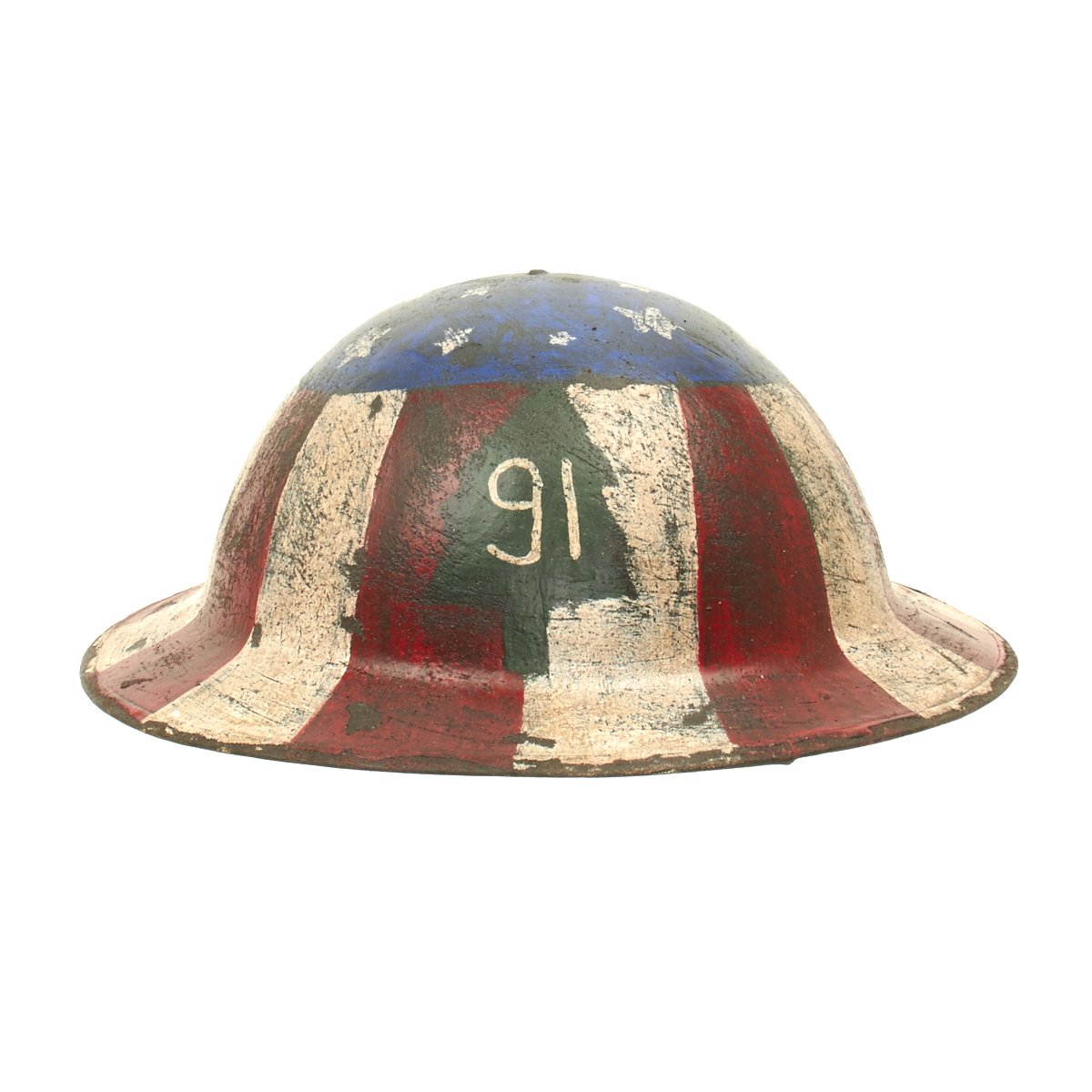 Original U.S. WWI M1917 Refurbished Doughboy Helmet of the 91st