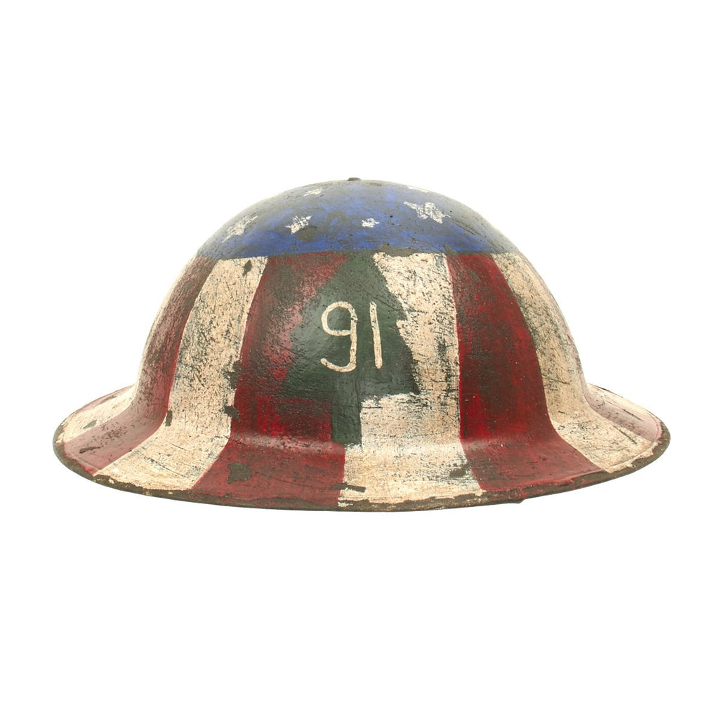 Original U.S. WWI M1917 Refurbished Doughboy Helmet of the 91st Infantry Division Original Items