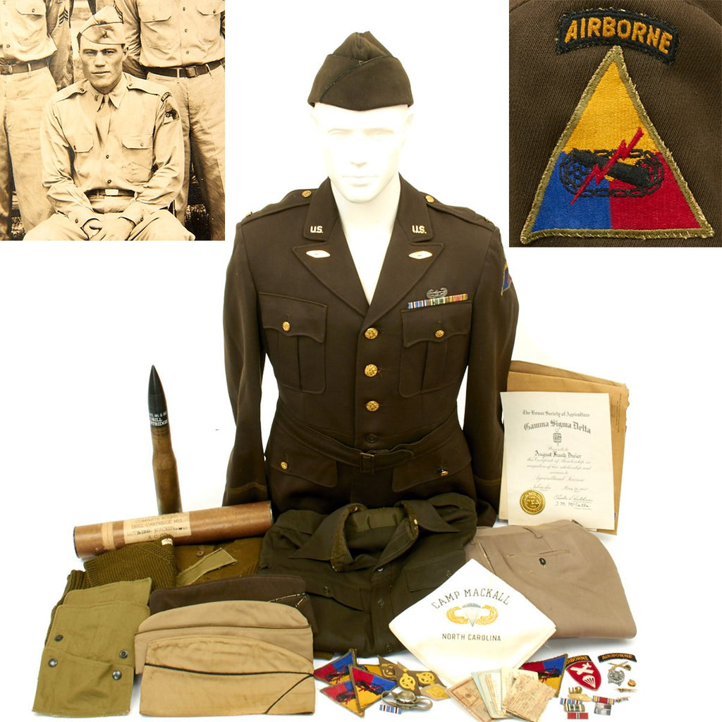 Original U.S. WWII 151st Airborne Tank Company Named Grouping Original Items