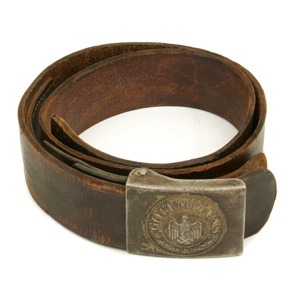 Original German WWII Army Heer Belt with Steel Buckle - Dated 1940 Original Items