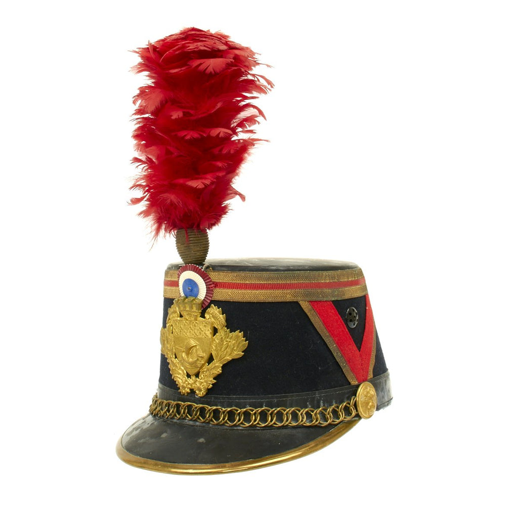 Original French Model 1931 Republican Guard Chief Warrant Officer Shako Kepi with Red Plume Original Items