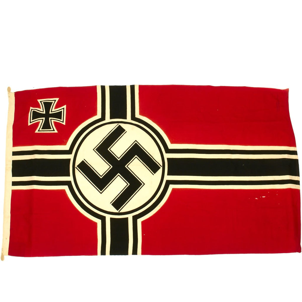 Original German WWII Kriegsmarine Naval Battle Flag with Wartime Markings 100cm x 170cm by  Plutzar & Brull K.G. Bielitz O/S Original Items