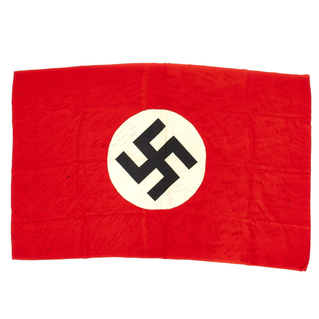 Original German WWII Captured National Flag Signed by U.S. 299th Combat Engineer Battalion Original Items