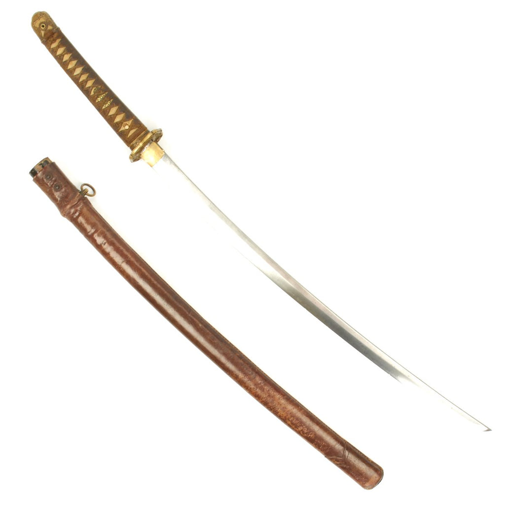 Original WWII Japanese Army Officer Katana Samurai Sword in Scabbard By Yoshida Kaneuji - Dated 1941 Original Items