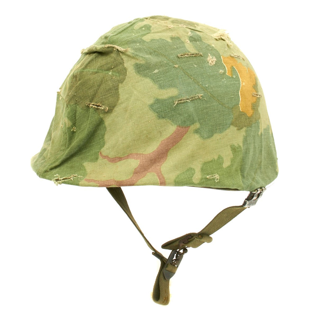 Original U.S. WWII Vietnam War M1 Helmet with 1959 Dated USMC Cover Original Items