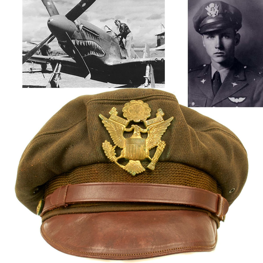 Original U.S. WWII P-51 Mustang Fighter Pilot Crush Cap by Bancroft - POW Original Items