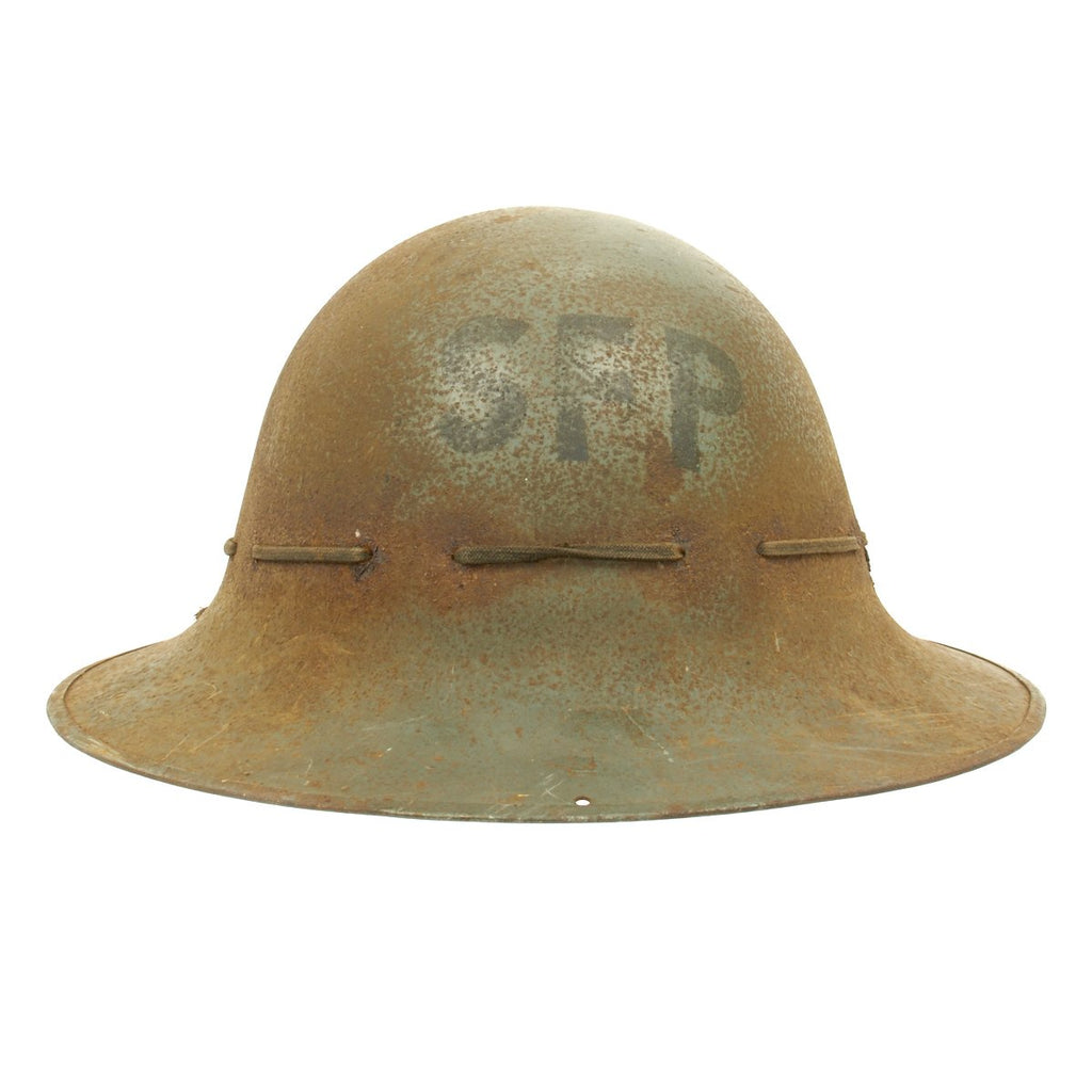 Original British WWII SFP Civil Defense Zuckerman Helmet - Dated February 1941 Original Items