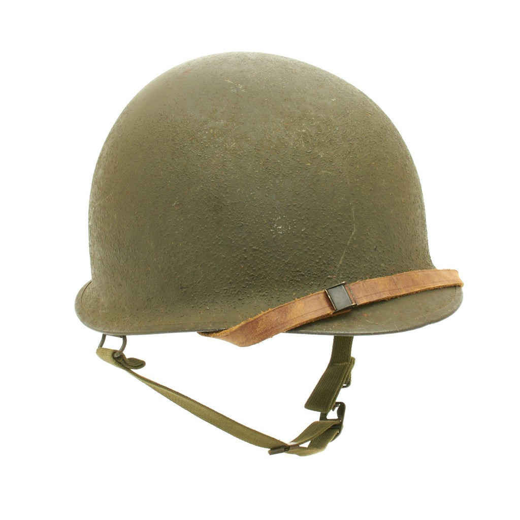 Original U.S. WWII McCord M1 Front Seam Helmet with Korean War Liner Original Items