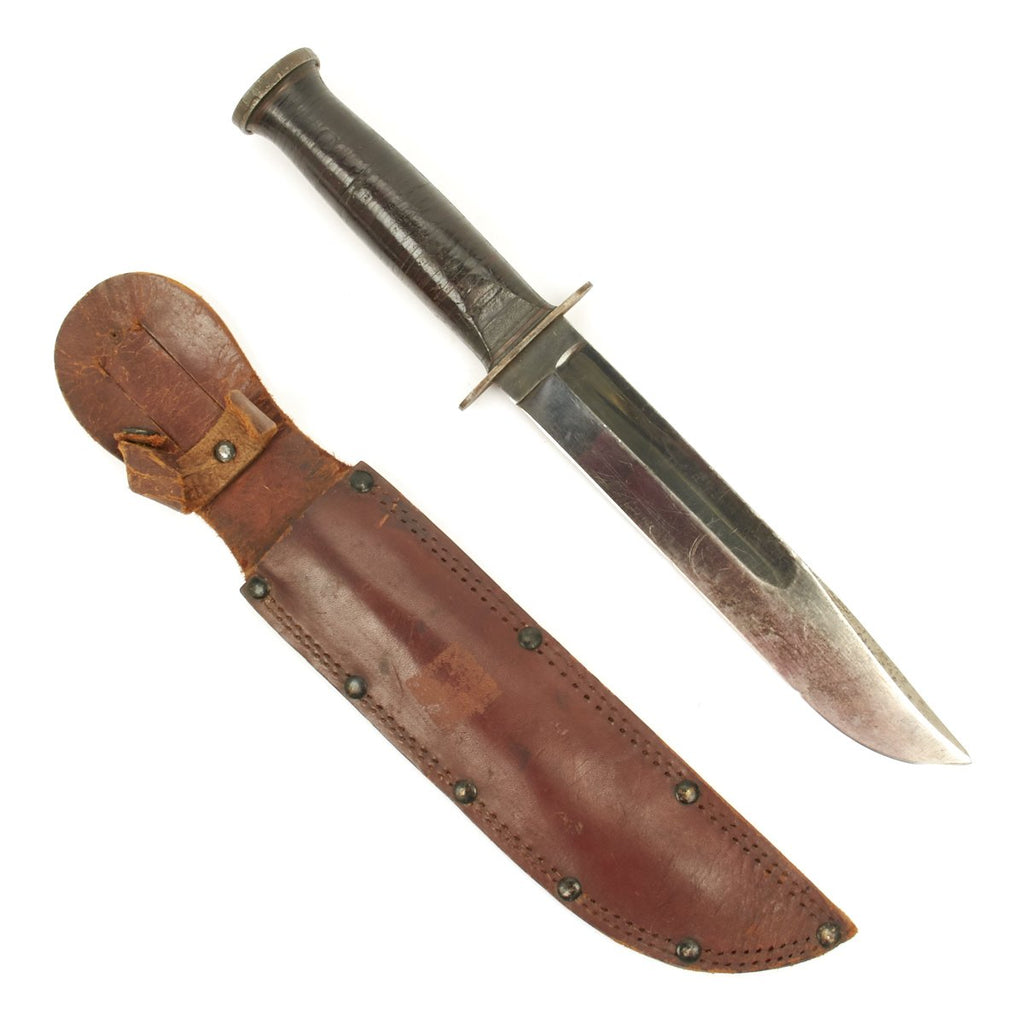 Original WWII Western G-46-8 Fighting Knife with Leather Scabbard Original Items