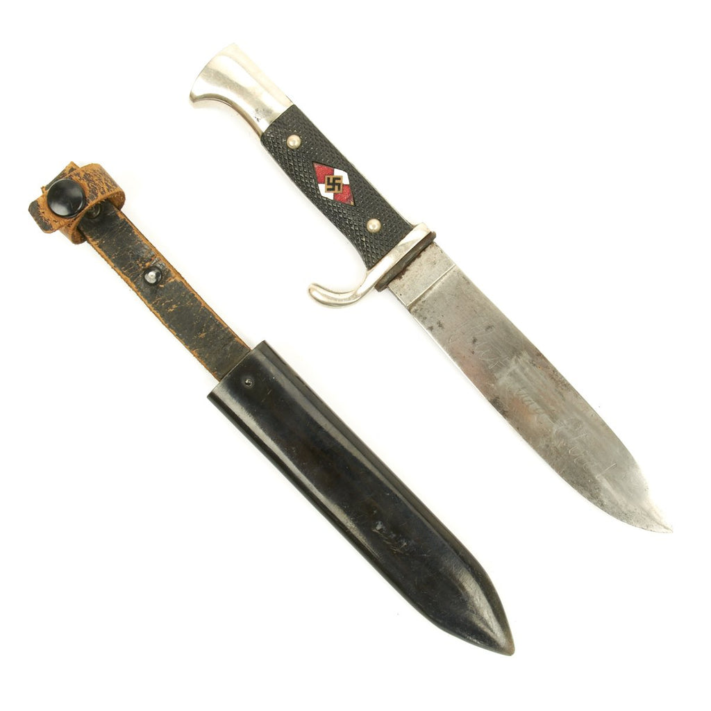 Original German WWII Hitler Youth Knife with Motto by F.W. HÖLLER circa 1937 Original Items