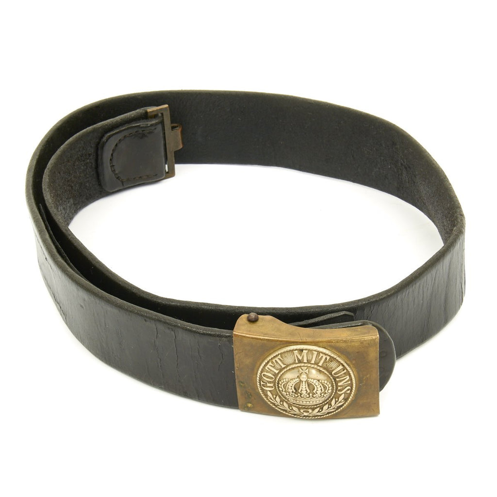 Original Imperial German WWI Prussian M1895 Belt with Brass Belt Buckle - Gott Mit Uns Original Items