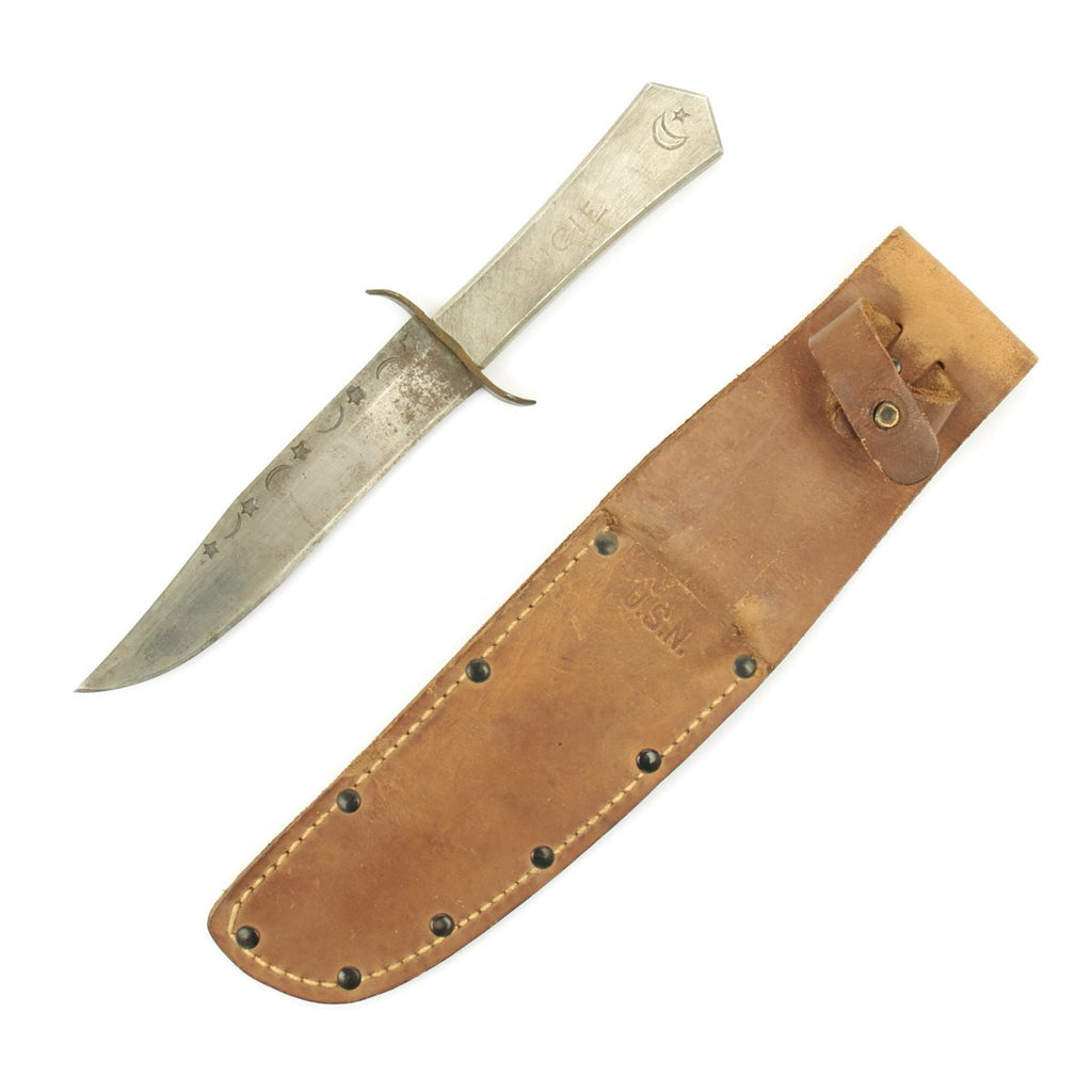 Original U.S. WWII North African Campaign Personalized Fighting Knife Original Items