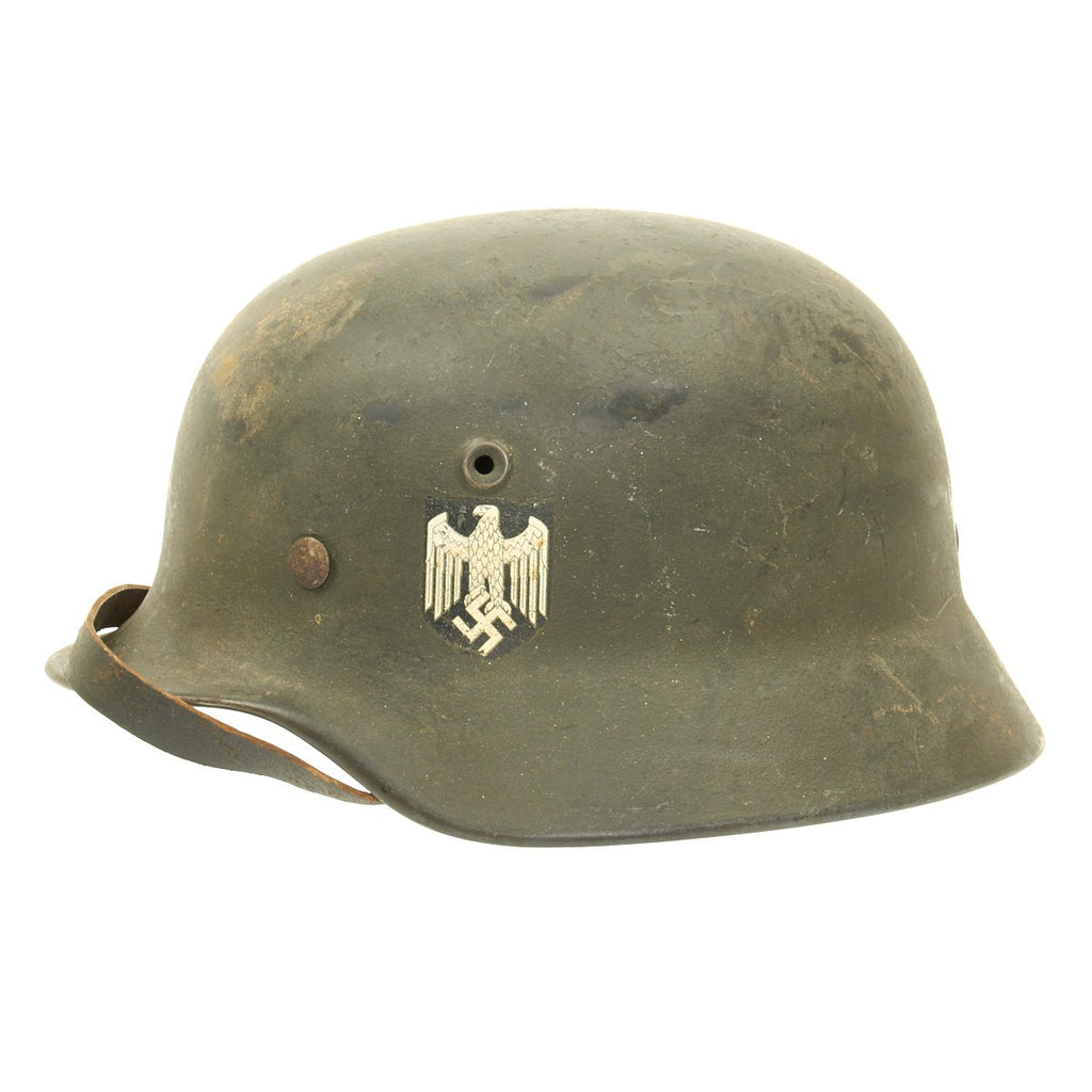 Original German WWII Army Heer M40 Crisp Single Decal Helmet - Q64 Original Items
