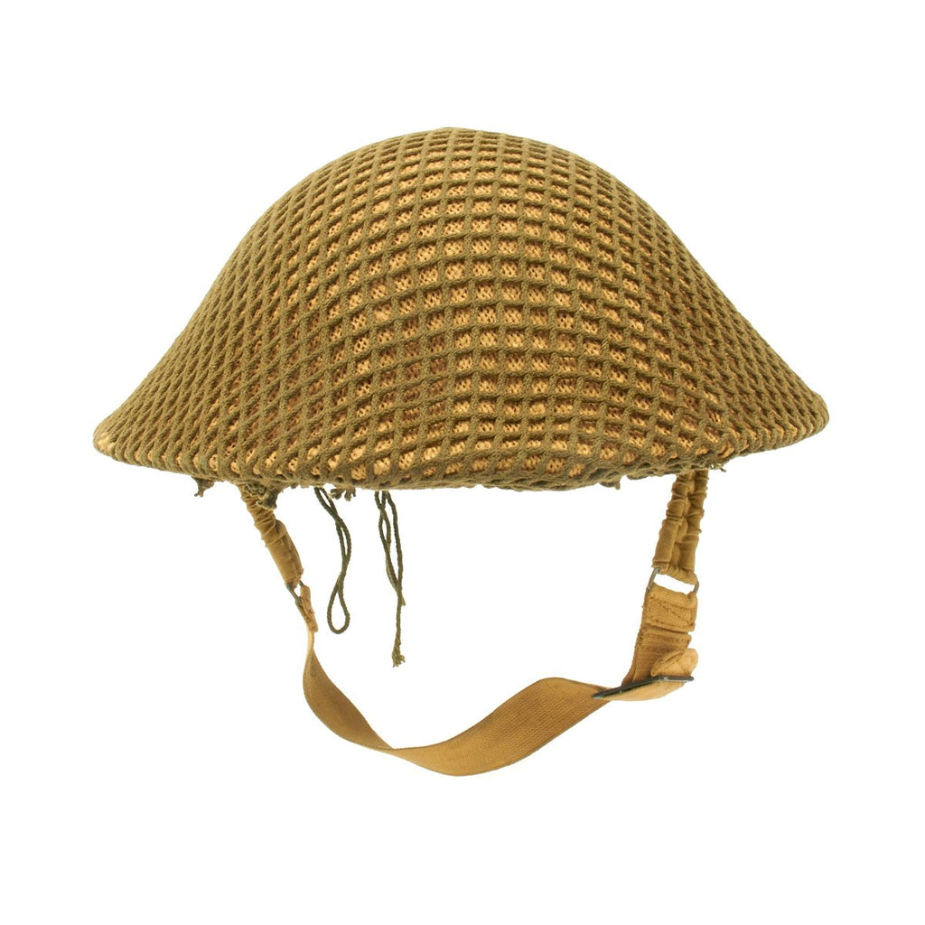 Original Canadian WWII Brodie MkII Steel Helmet with Burlap and Net by Canadian Motor Lamp Co. - Dated 1941 Original Items