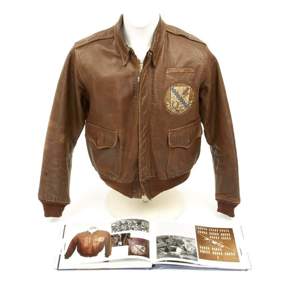 Original U.S. WWII Named Navigator 98th Bomb Group A-2 Flight Jacket featured in Silver Wings & Leather Jackets Original Items