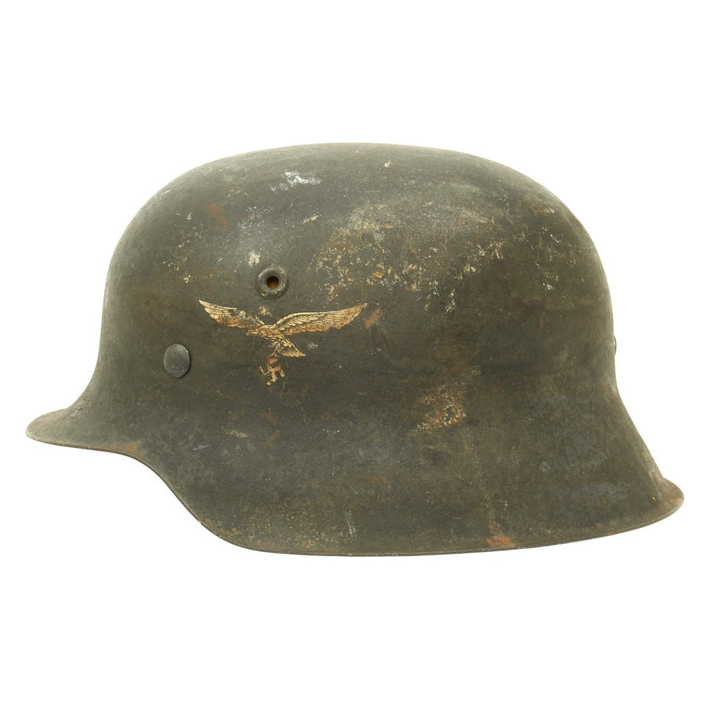 Original German WWII M42 Single Decal Luftwaffe Helmet - NS66 Original Items