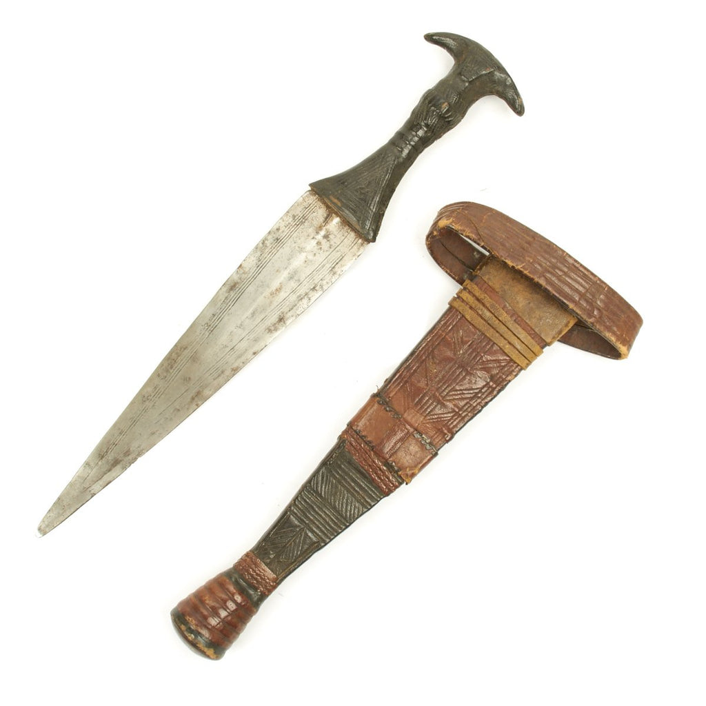 Original Sudanese Mahdi Wars Dervish Arm Dagger with Leather Scabbard circa 1880 Original Items