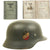 Original German WWII Named Luftwaffe M35 Double Decal Helmet with Matching Wehrpass Original Items