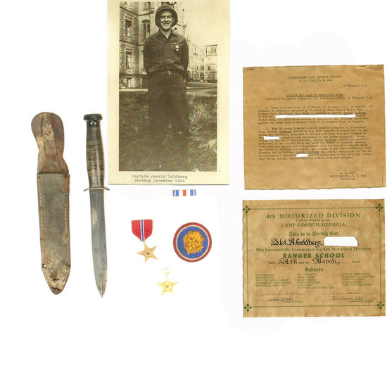 Original U.S. WWII Army Ranger Bronze and Silver Star Named Knife Grouping - 106th Infantry Division Original Items