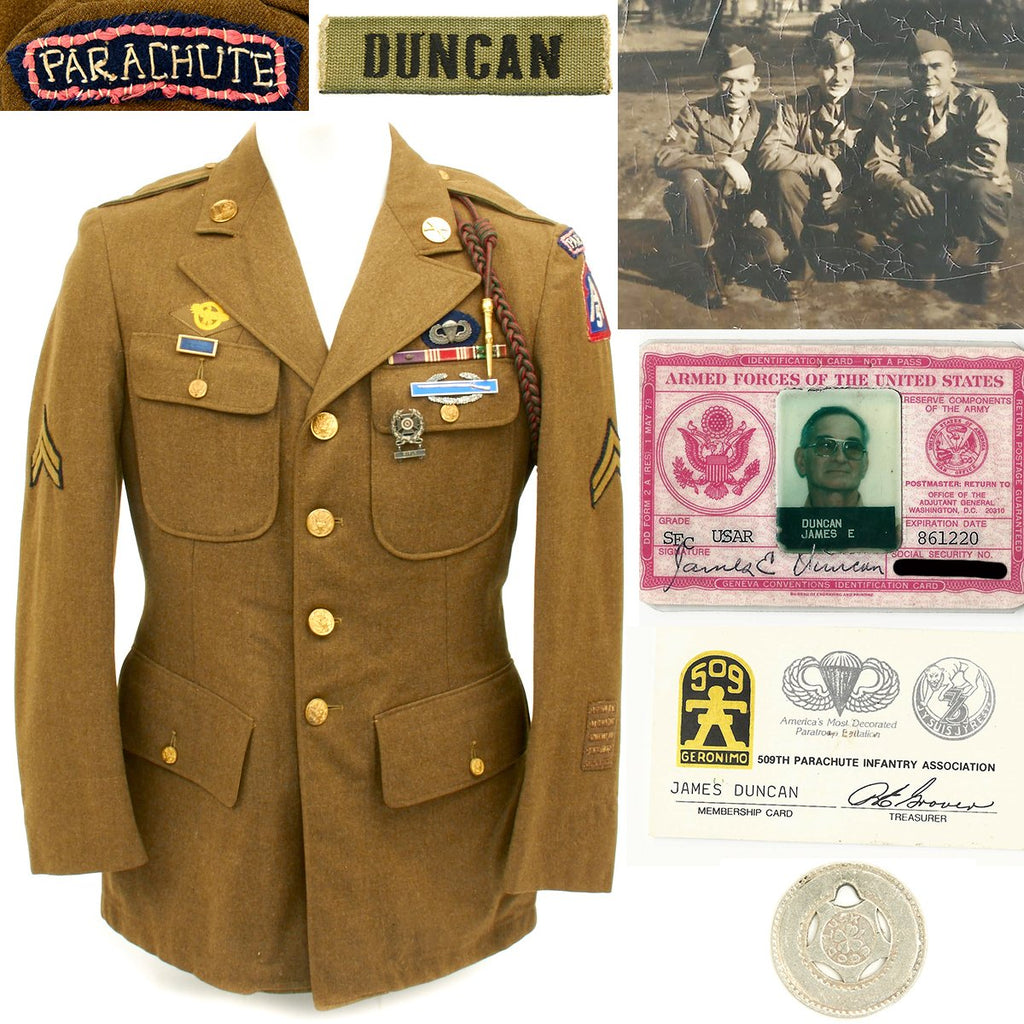 Original U.S. WWII 509th Parachute Infantry Battalion (509th PIB) Named Grouping Original Items