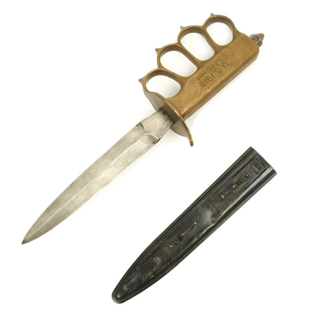 Original U.S. WWI Model 1918 Mark I Trench Knife by L.F. & C with Scabbard Original Items