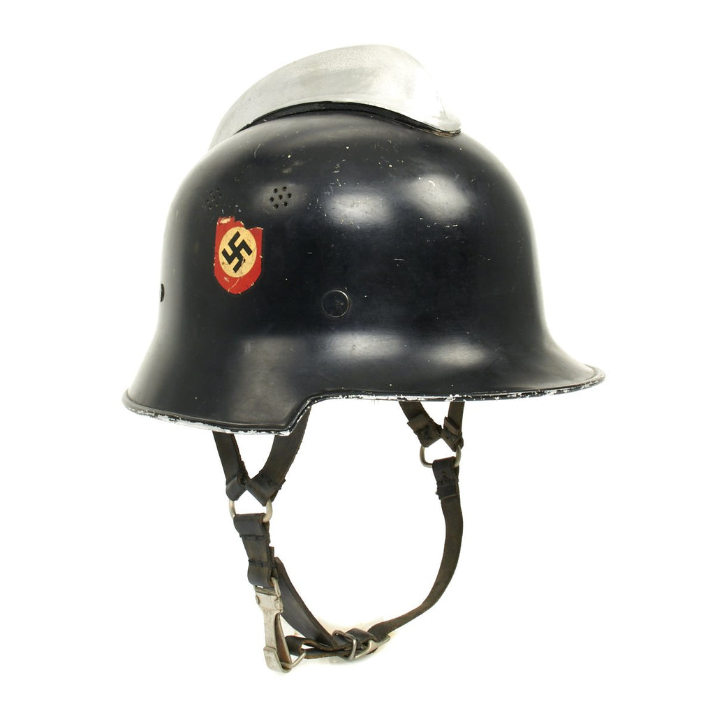 Original German WWII M1934 Fire Police Helmet with Aluminum Comb by BXF - Feuerwehr Helmet Original Items
