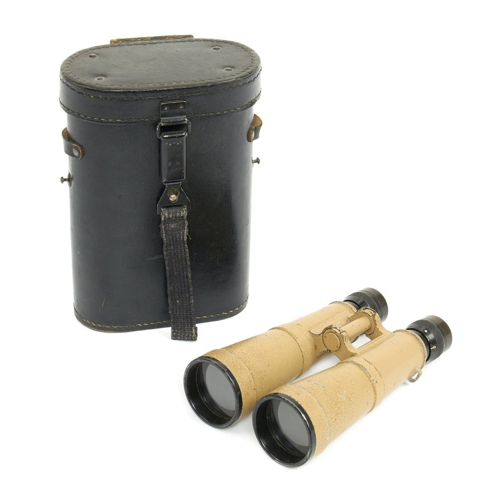 Original German WWII Deutsches Afrikakorps 10x50 Dienstglas Binoculars With Case - Dated 1942 Original Items