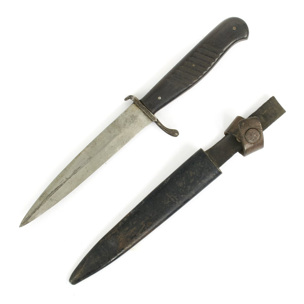 Original German WWI Trench Knife with Original Scabbard Original Items