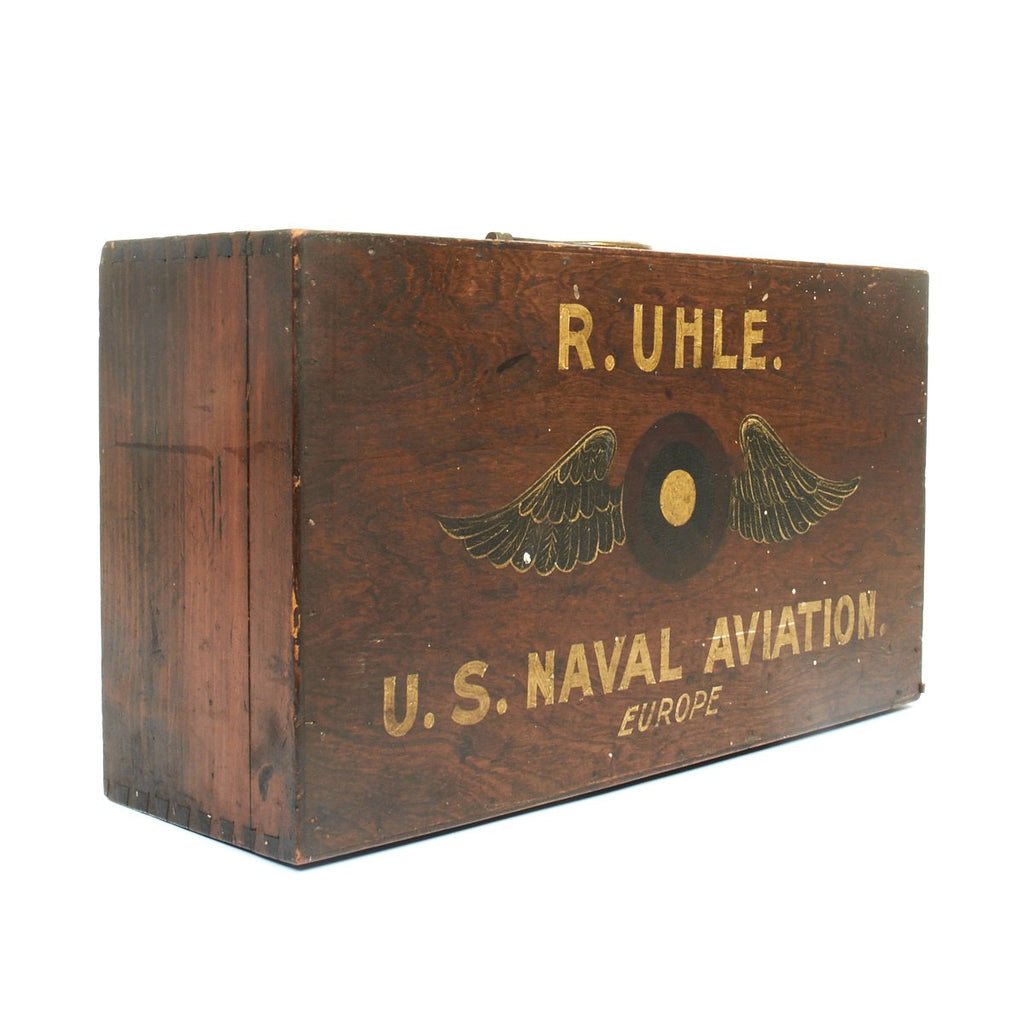 Original U.S. WWI Naval Aviation Named Pilot Painted Wood Travel Trunk Original Items