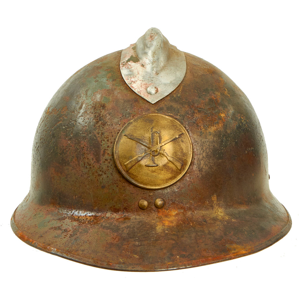 Original Mexican WWII French-Made M26 Adrian Helmet Shell with Infantry Badge Original Items