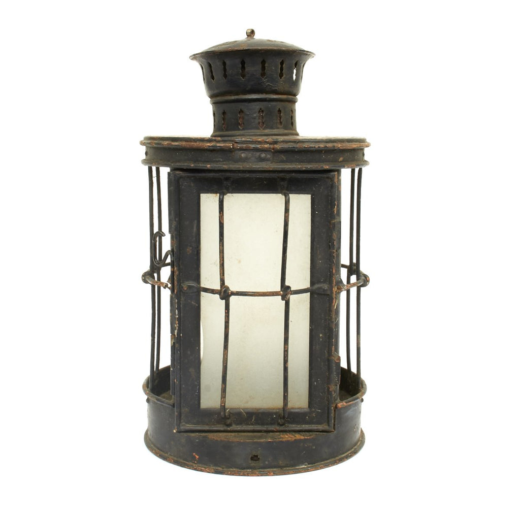 Original British WWI Glazed Glass Bottom Trench Lantern by Christopher Collins - Dated 1916 Original Items