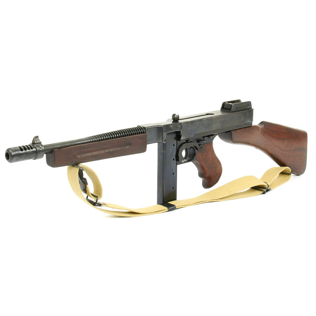 Original U.S. WWII Thompson M1928A1 Display Submachine Gun Serial AO 104341 with Sling - Original WWII Parts Original Items