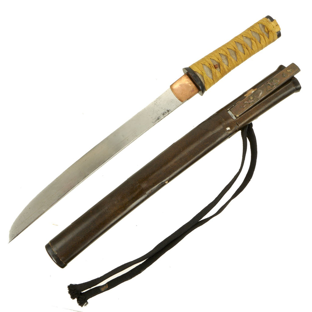 Original Japanese Edo Period Tanto Short Sword with Kogatana Knife and Lacquered Scabbard - Handmade Blade Original Items