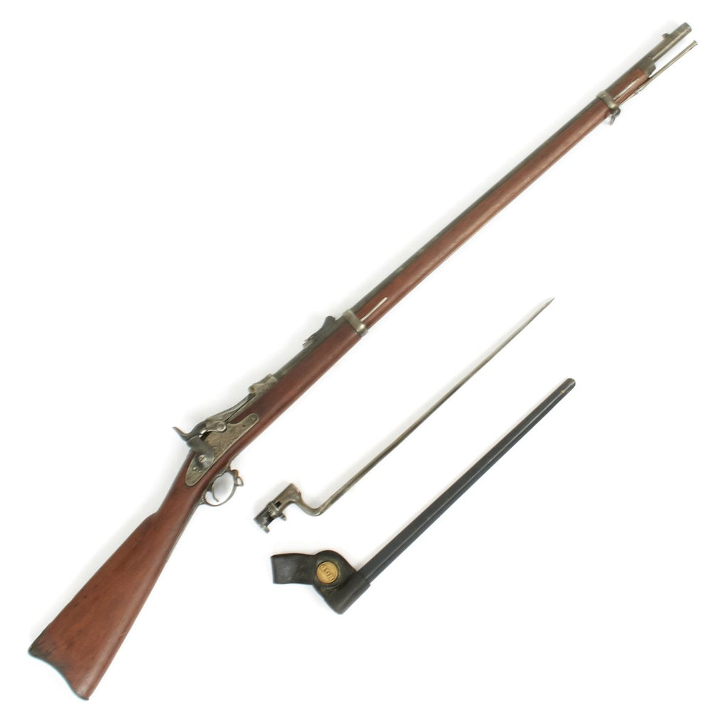 Original U.S. Springfield Trapdoor Model 1873 Rifle made in 1883 with Bayonet and N.G.P. Scabbard - Serial No 202372 Original Items