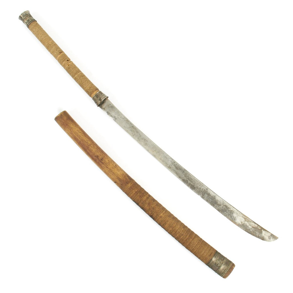 Original WWII Burmese Dha Sword with Wooden Scabbard - British Soldier Bring Back Original Items