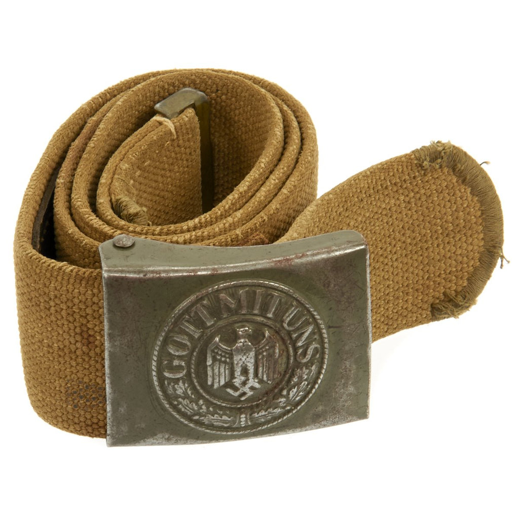 Original German WWII Rare Tropical Afrika Korps DAK Web Belt with Steel Buckle Original Items