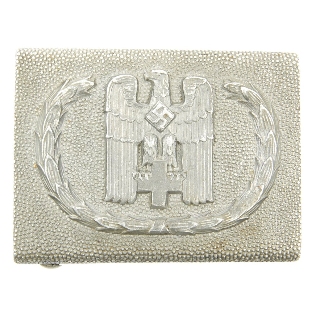 Original German WWII Red Cross DRK Aluminum Belt Buckle by Overhoff & Cie., Lüdenscheid. Original Items