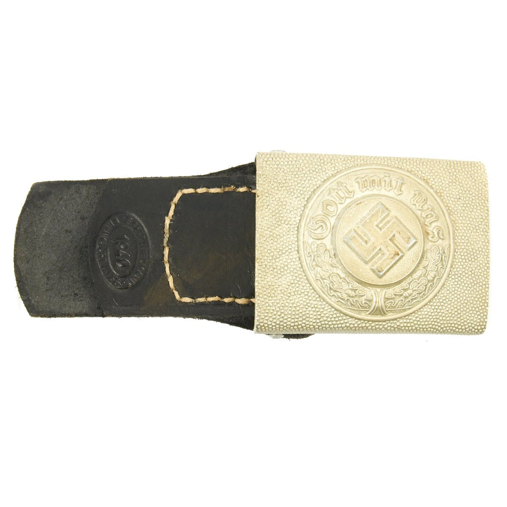 Original German WWII Pebbled Aluminum Police EM/NCO Belt Buckle by E. Ferd. Wiedmann - Dated 1940 Original Items