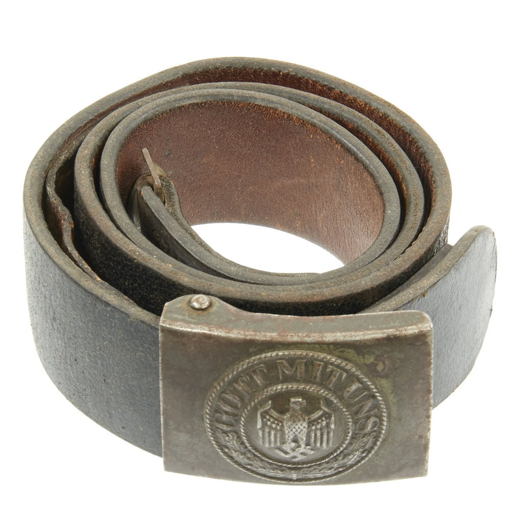 Original German WWII Army Heer Belt with Steel Buckle - Dated 1942 Original Items