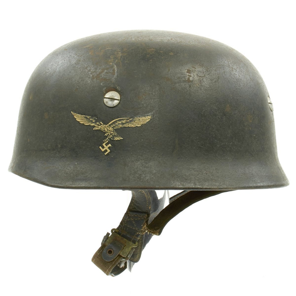 Original German WWII M38 Single Decal Luftwaffe Paratrooper Helmet - Model 1938 Original Items