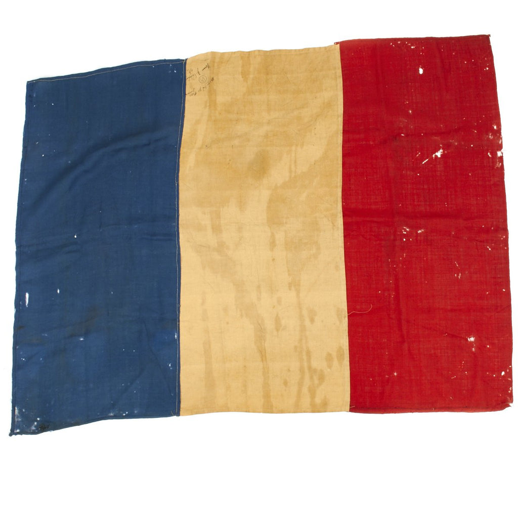 Original French WWII National Flag Captured and Signed by German SS Troops Original Items