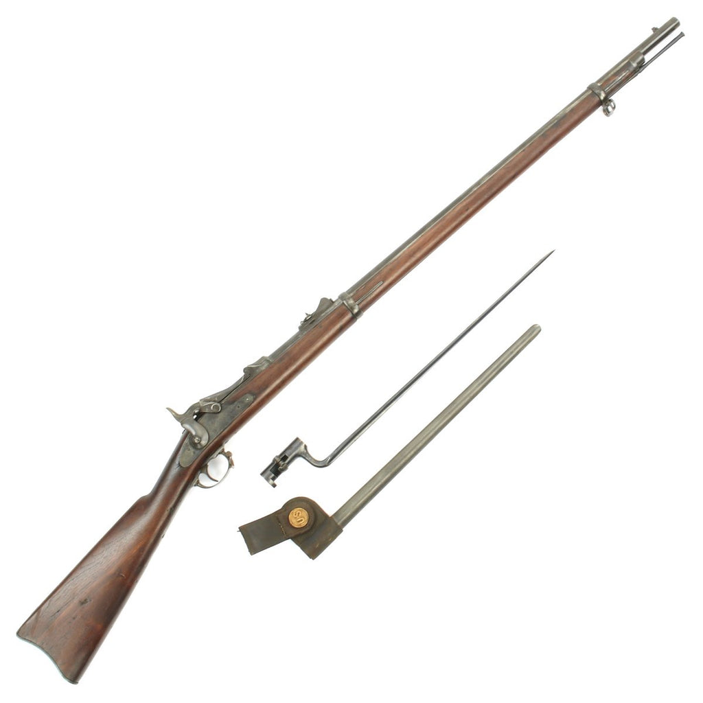 Original U.S. Springfield Trapdoor Model 1873 Rifle made in 1883 with Bayonet and U.S. Scabbard - Serial No 210786 Original Items