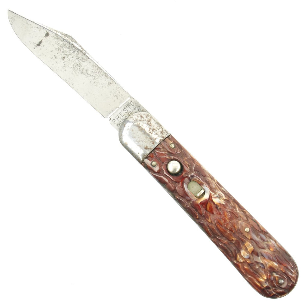 Original U.S. WWII Airborne Jigged Bone Schrade Presto M2 Knife Original Items