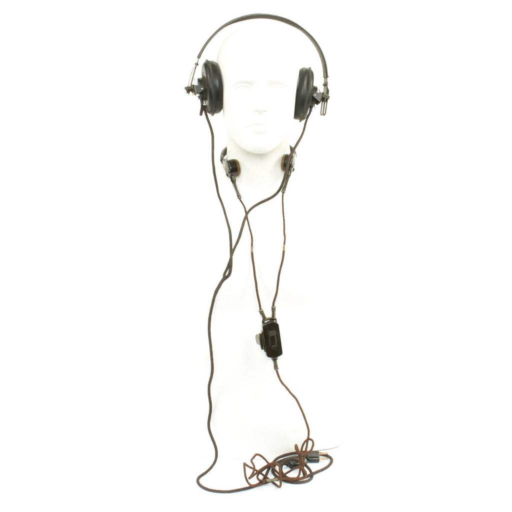 Original German WWII Panzer Armored Vehicle Model B Headset with Throat Mic Original Items