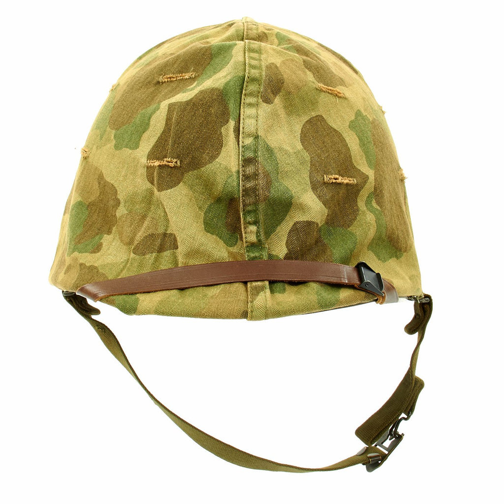 Original U.S. WWII 1943 M1 McCord Swivel Bale Helmet with 2nd Pattern USMC HBT Camo Cover and Westinghouse Liner Original Items
